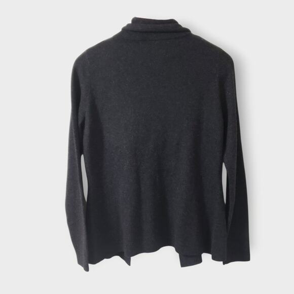 Elie Tahari Womens Draped Front Cashmere Cardigan Dark Grey Sz Small Minimalist - Picture 4 of 12